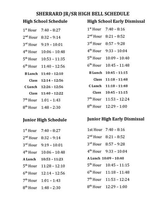 Regular and Early Out Bell Schedule